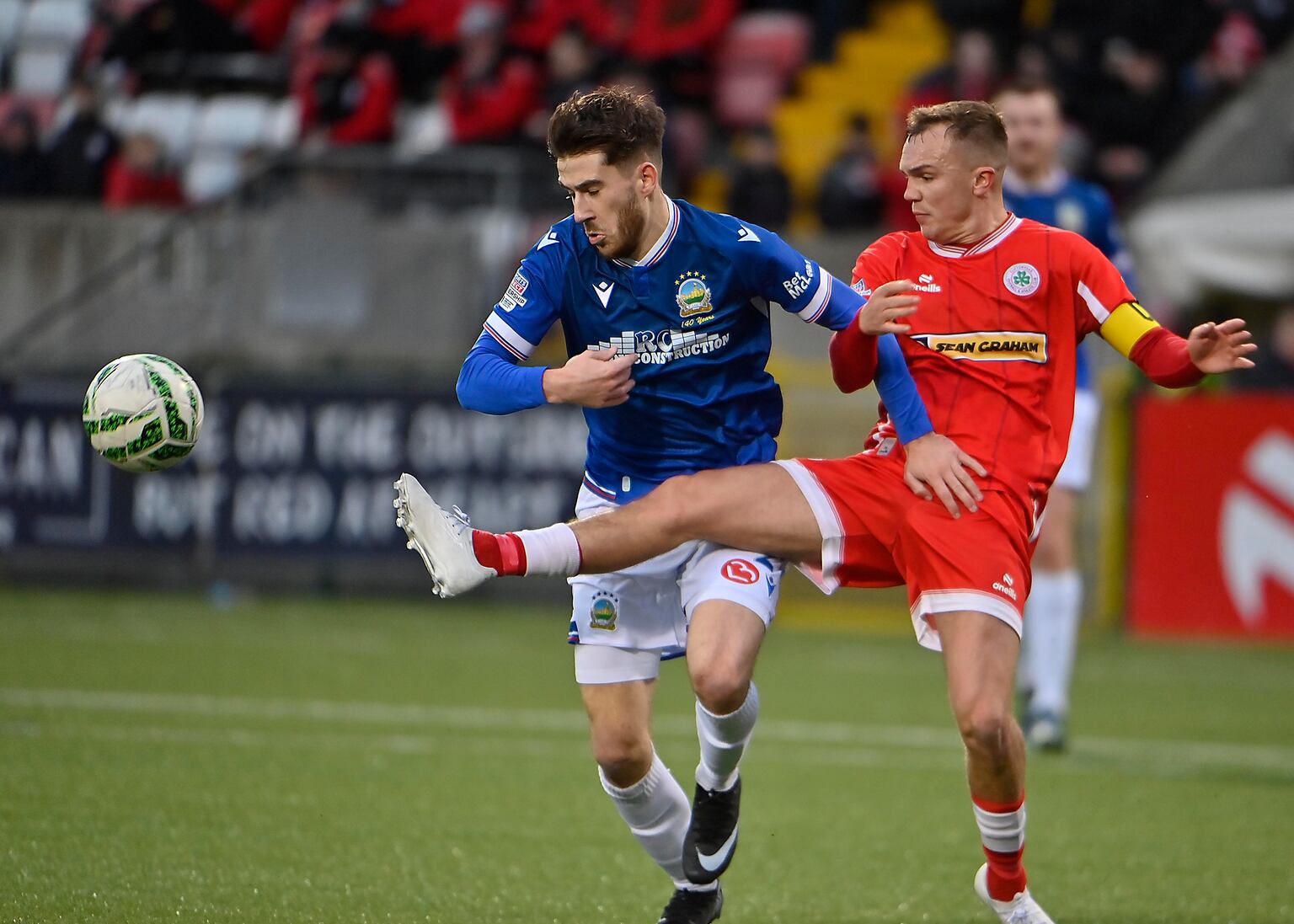 Cliftonville's Rory Hale and Linfield's Joshua Archer pictured in action during Sunday's match at Solitude in Belfast.
PICTURE: Arthur Allison/Pacemaker Press.