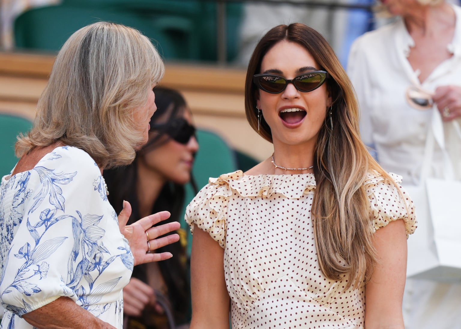 Actresses Lily James and Cynthia Erivo in royal box for Wimbledon day 11