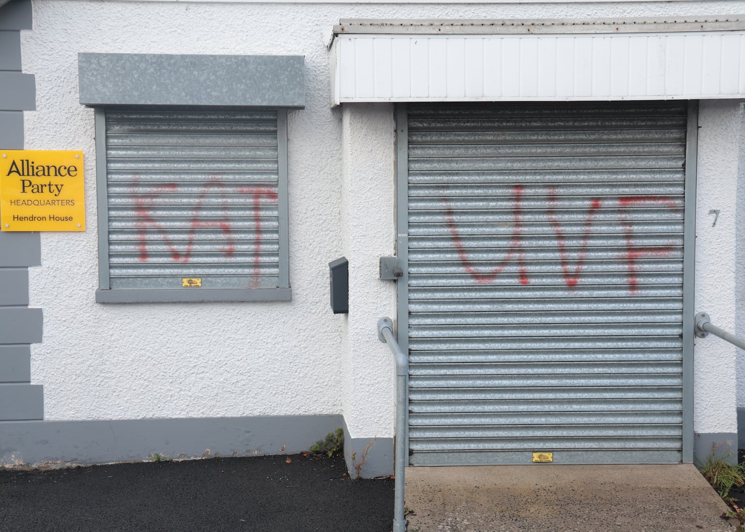Alliance party headquarters targeted in ‘sectarian hate crime’