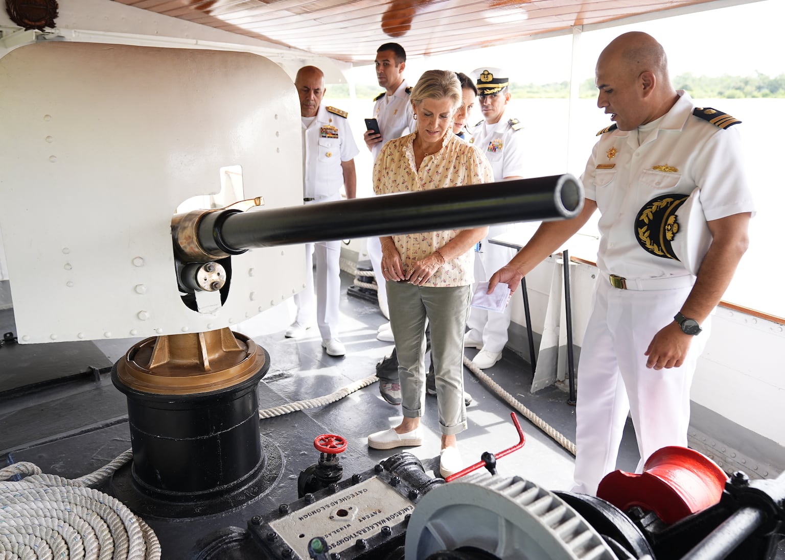 Sophie tours Amazon gunboat built in Birkenhead during visit to Peru