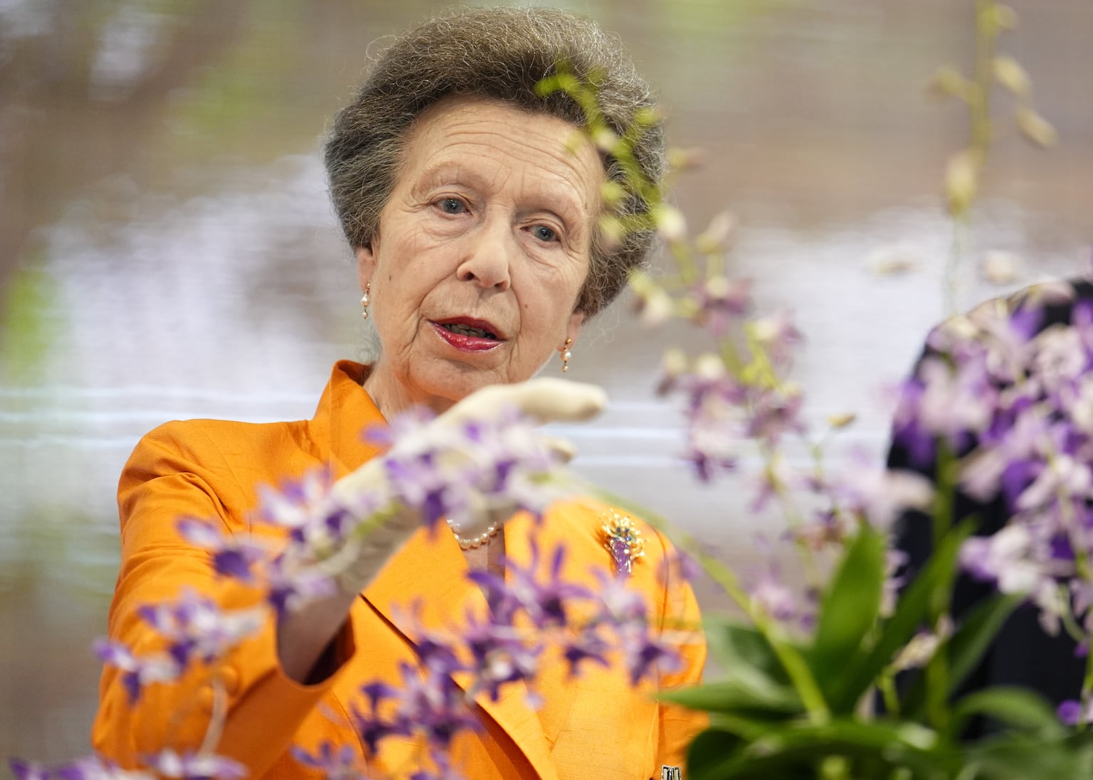 Anne admires flower named after late royal in Singaporean botanic garden
